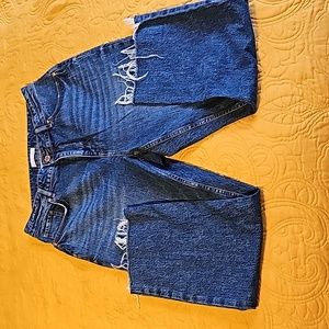 Loft crop jeans, frayed hem, straight leg, curvy fit, S 10
